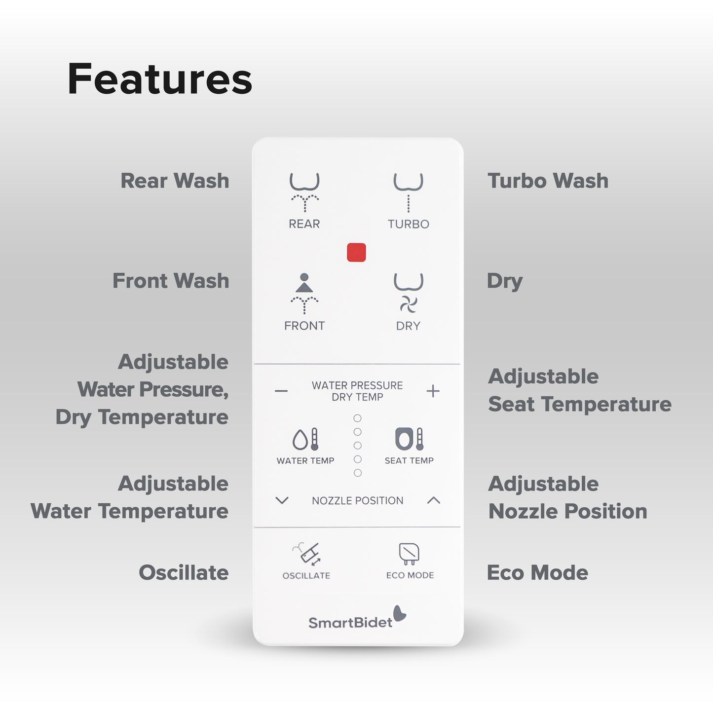 SB-1000 Electric Smart Bidet Seat with Dryer, Remote & Heated Seat