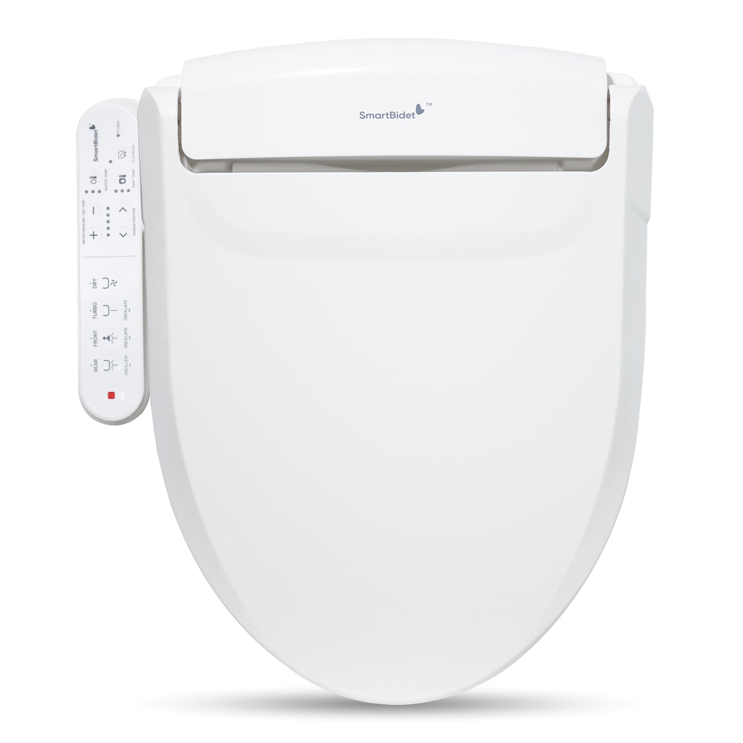 SmartBidet SB-2000 Bidet Seat with electronic features including a remote control, in white color.